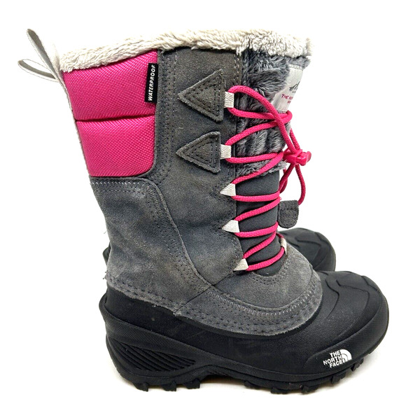 The North Face Youth Shellista Lace IV Snow Boots Sz 1 Pink/Gray Insulated 200G - Picture 4 of 8